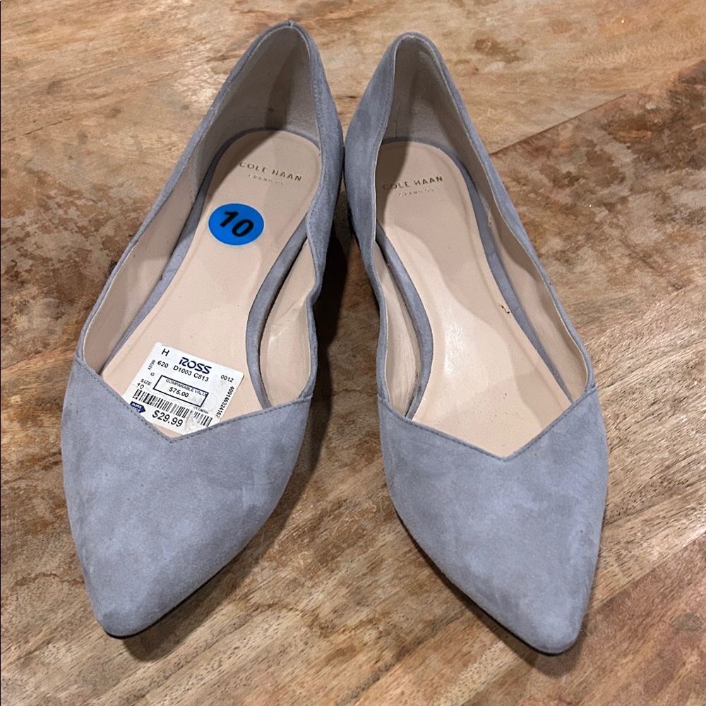 Cole Haan💕Women's Sz 10💕Grey Suede Flats💕